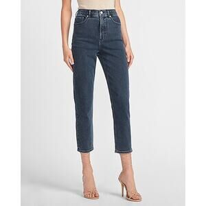 Express Jeans Womens 12 Black Denim Mom Super High Rise Stretch Comfy‎ Ankle